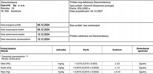 OstroVit Glutamine 500 g GLUTAMINA AMINO na Arena.pl