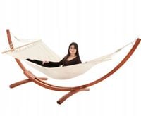 HAMAK DREWNIANY ZE STELAZEM OGRODOWY LOZKO WISZACE HUSTAWKA BUJANY