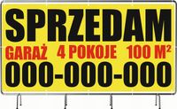 BANER REKLAMOWY oczkowany 100x50cm projekt w cenie SPRZEDAM DOM MIESZKANIE