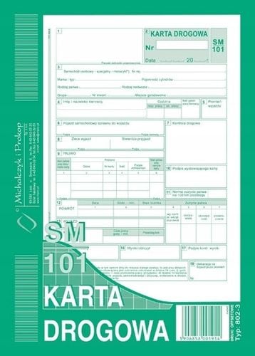 karta drogowa a5  sm/101 numerowana  802-3n na Arena.pl