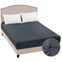 Prześcieradło welurowe 160x200 na gumkę - Stalowe - Aksamitne Miękkie MIŚ