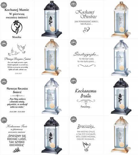 Luksusowy znicz personalizowany cytat grawer z napisem dedykacją inicjałami na Arena.pl