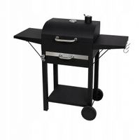 Grill węglowy z pokrywą BBQ z 2 stolikami bocznymi