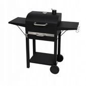 Grill węglowy z pokrywą BBQ z 2 stolikami bocznymi