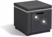 STOLIK KAWOWY LODÓWKA OGRODOWA SCHOWEK PUFA SIEDZISKO RATTAN 4w1 DO OGRODU