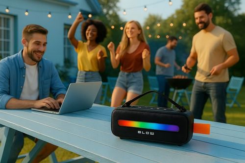 GŁOŚNIK BLUETOOTH PRZENOŚNY RADIO FM USB BEZPRZEWODOWY KARAOKE RGB MIKROFON na Arena.pl