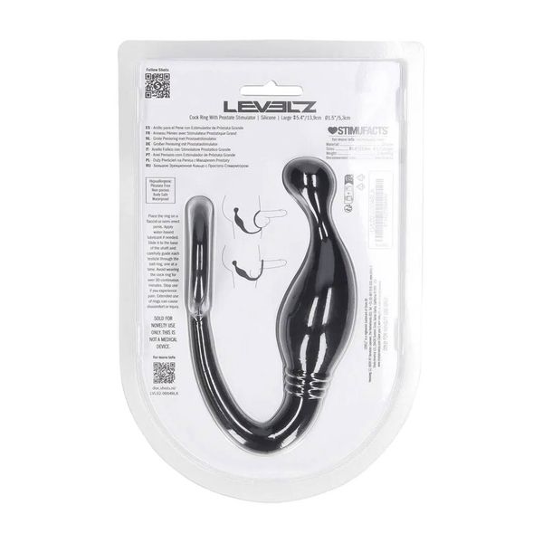 Silicone Cockring With Prostate Stimulator - L - Black zdjęcie 3