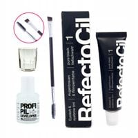 REFECTOCIL Henna żelowa CZARNA 1 + Woda Kallos 3% + Pędzelek + Kieliszek