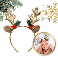 świąteczna opaska do włosów z uszkami i rogami renifer o538z