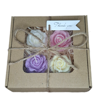 Box Świece Sojowe Prezent Zestaw 4 Róże Dzień Babci Dziadka Walentynki