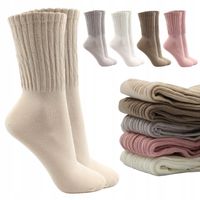 5x SKARPETKI BAWEŁNIANE damskie wysokie MODNE skarpety PREMIUM *
