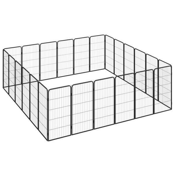 Kojec dla psa, 24 paneli, czarny, 50x100 cm, stal zdjęcie 3
