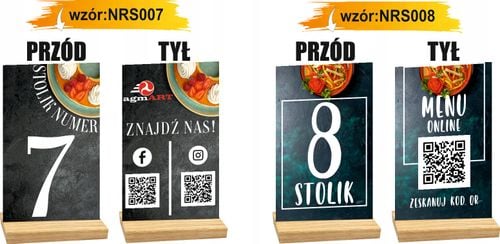 NUMER STOLIKA RESTAURACJA KOD QR LOGO z nadrukiem dużo wzorów na Arena.pl