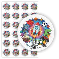 NAKLEJKI DZIEŃ CHŁOPAKA szkoły przedszkola prezent 24 szt. 5 cm