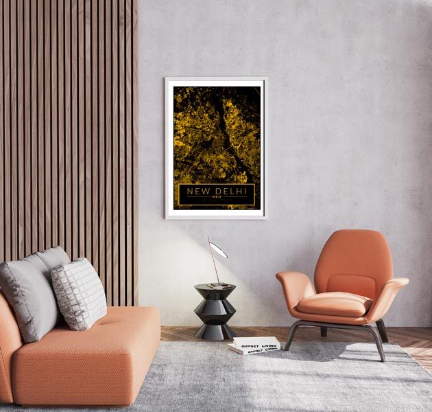 Delhi mapa złota - plakat 30x40 cm zdjęcie 3
