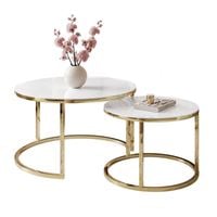 Stolik kawowy 2w1 Złoty chrom z blatem szklanym