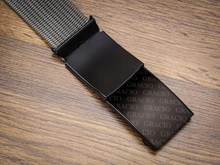 GRACIO Pasek Parciany Męski do Spodni Szary Klamra Zacisk 115cm zdjęcie 3