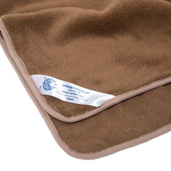 Koc wełniany camel brąz 180x200 (+-5cm) zdjęcie 3