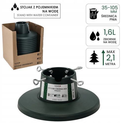 Stojak Choinkowy Pod Choinkę Z Pojemnikiem Na Wodę Zielony Okrągły na Arena.pl
