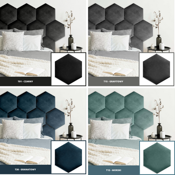 PANELE TAPICEROWANE PLASTER MIODU Heksagon KREMOWY 26cm x 30cm zdjęcie 14