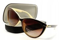 DAMSKIE KLASYCZNE OKULARY PRZECIWSŁONECZNE BRĄZOWE KOCIE OCZY Z POLARYZACJĄ