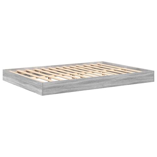 Łóżko z półką Szare Sonoma 140 x 200 cm z drewna inżynieryjnego na Arena.pl