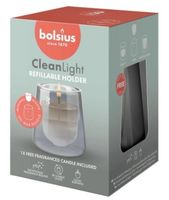 Świecznik + świeca zapachowa Cypress & Amber BOLSIUS CleanLight ~20h