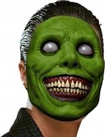 MASKA NA HALLOWEEN ZIELONY UŚMIECHAJĄCY SIĘ DEMON HORROR