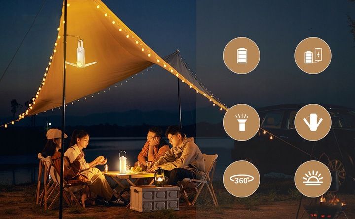 OŚWIETLENIE KEMPINGOWE LED MOŻLIWOŚĆ ŁADOWANIA 10000MAH 720LM LATARKI BIAŁY zdjęcie 12