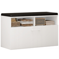 Szafka na buty biała z siedziskiem i schowkiem przedpokój 6 półek otwierana