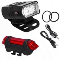 LAMPKA ROWEROWA uchwyt LED przednia tylna zestaw lampek rowerowych USB