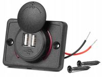 Ładowarka samochodowa z gniazdem 2x USB czerwone światło kwadratowa 12V 24V
