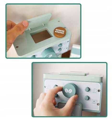 EKSPRES DO KAWY DREWNIANY DLA DZIECI AKCESORIA KUCHENNE FILIŻANKI MLEKO AGD na Arena.pl