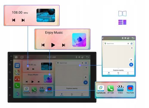 RADIO SAMOCHODOWE 2 DIN ANDROID AUTO CARPLAY 6GB/128GB ANDROID WIFI RDS DSP na Arena.pl