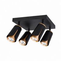 KINKIET GU10 LED X4 CZARNY ZŁOTY ALUMINIUM 350 STOPNI OBROTU