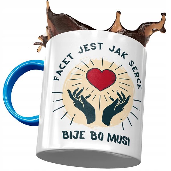 Kubek Błękitny Śmieszny Facet Jest Jak Serce Z Nadrukiem Ze Zdjęciem zdjęcie 1