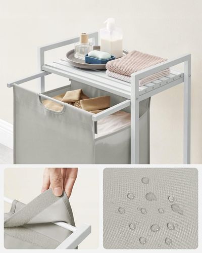 Kosz na pranie biały nowoczesny 65 l jednokomorowy MDF stal na Arena.pl