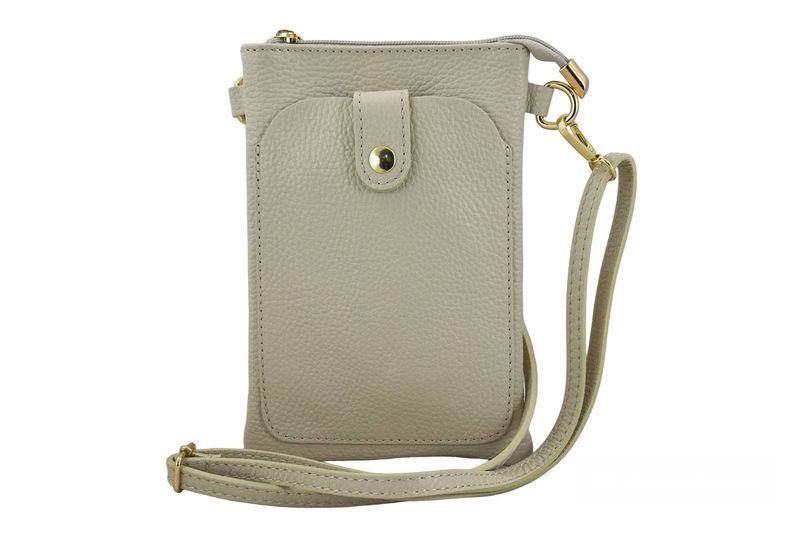 Torebka skórzana / etui na telefon - Beżowe jasne zdjęcie 1