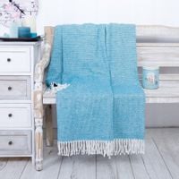 koc bawełniany 150x200 scotch turkus przeplatany