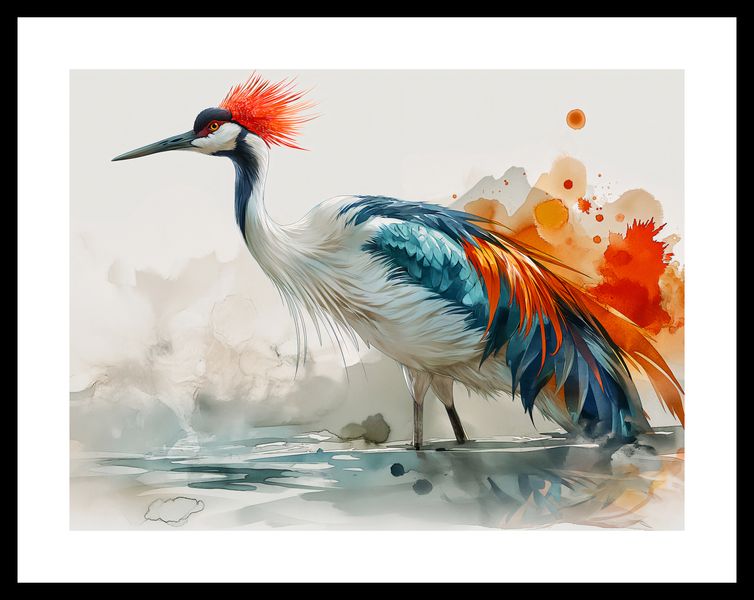Plakat 40x30cm Żuraw w Akwareli zdjęcie 3
