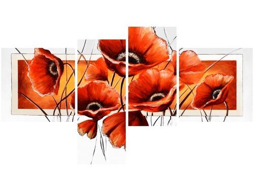 100 55CM OBRAZ 4 ELEM MAKI BIAŁYM PŁÓTNO DRUK na Arena.pl