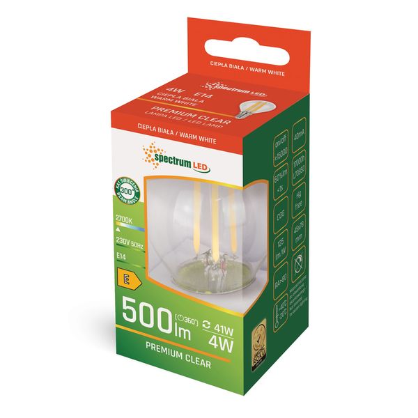 LED KULKA E-14 230V 4W COG WW CLEAR SPECTRUM zdjęcie 2