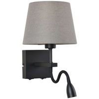 Abażurowa LAMPA ścienna NORTE WL-1122-2-BL-BM-RO-GR Italux klasyczna OPRAWA z peszlem LED 3W 3000K kinkiet czarny szary