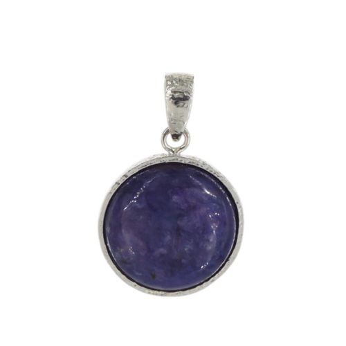 Zawieszka z okrągłym Czaroitem w srebrze młotkowanym na Arena.pl