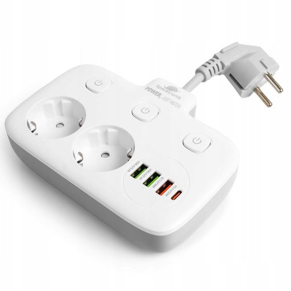 Listwa Zasilająca Przedłużacz Krótki Złodziejka z Ładowarką 4x USB PD 2500W zdjęcie 2