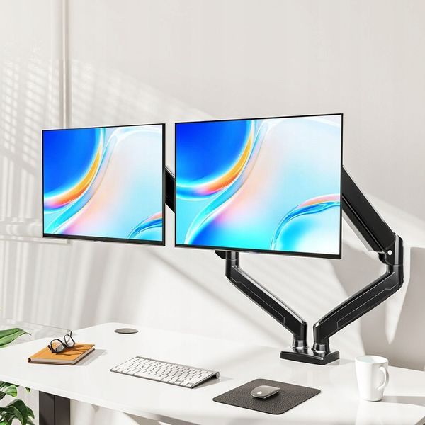 Regulowany PODWÓJNY Uchwyt Biurkowy do Monitora WIESZAK DWA Monitory 13-32" zdjęcie 4