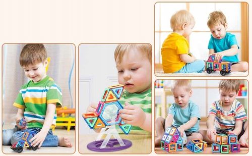 DUŻE KLOCKI MAGNETYCZNE KAFELKI zestaw XXL 174 el Rainbow Magnetic Tiles na Arena.pl