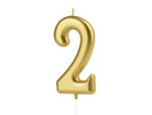 Świeczka urodzinowa cyfra "2", złota