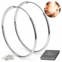 KOLCZYKI SREBRNE WISZĄCE KÓŁKA NA SZTYFT KOŁA 40 mm GRUBE ETUI NA