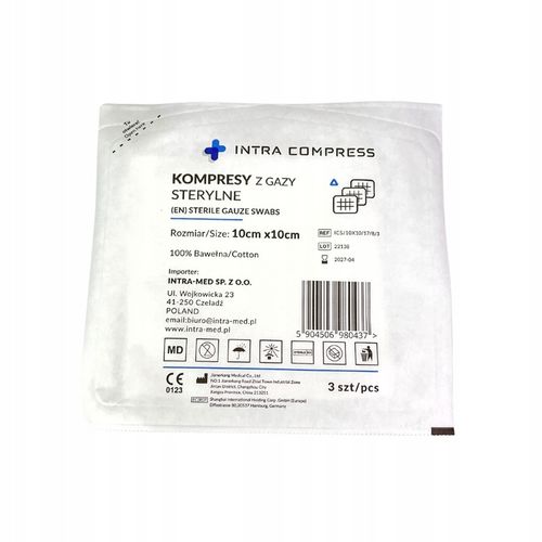 Jałowy kompres z gazy 10x10cm 17N 8W 3szt IntraMED na Arena.pl